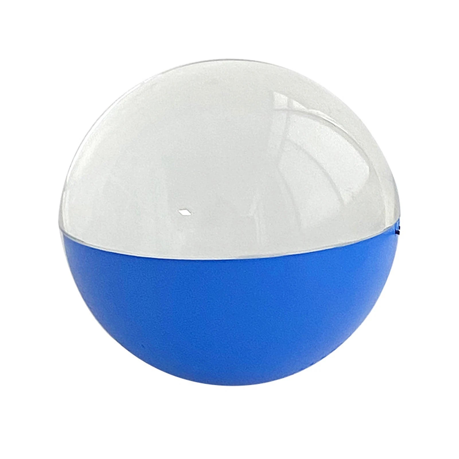 Clear and blue spherical object on a white background
