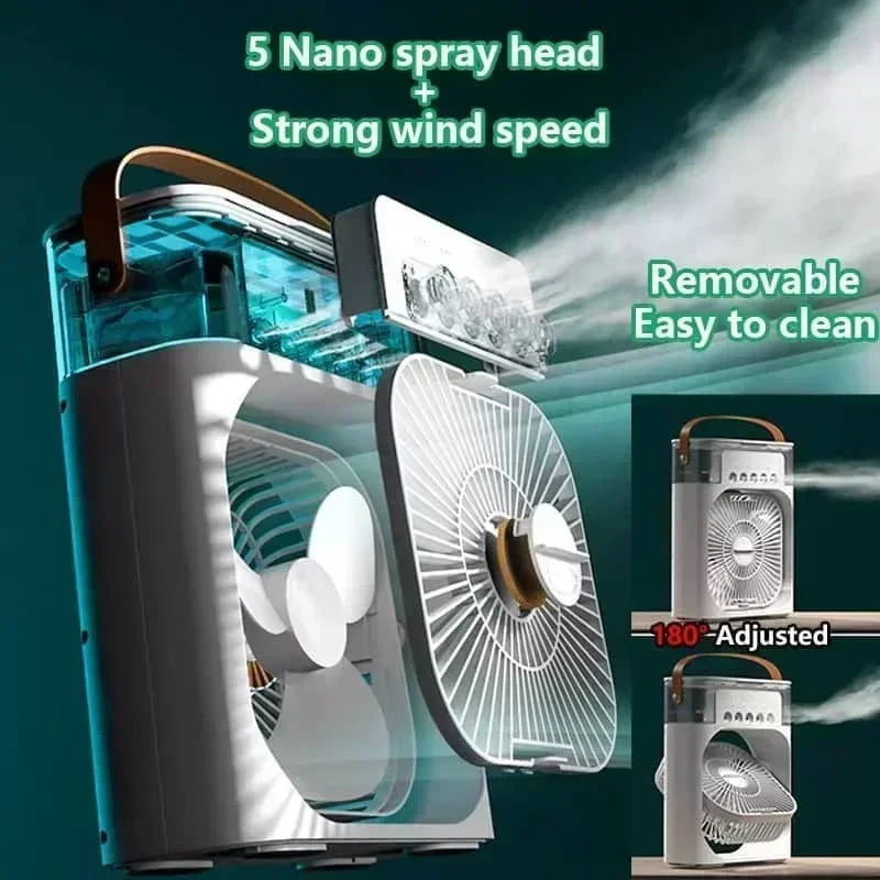 3-in-1 Mini Air Cooler Fan – Portable Air Conditioner, Humidifier & LED Night Light