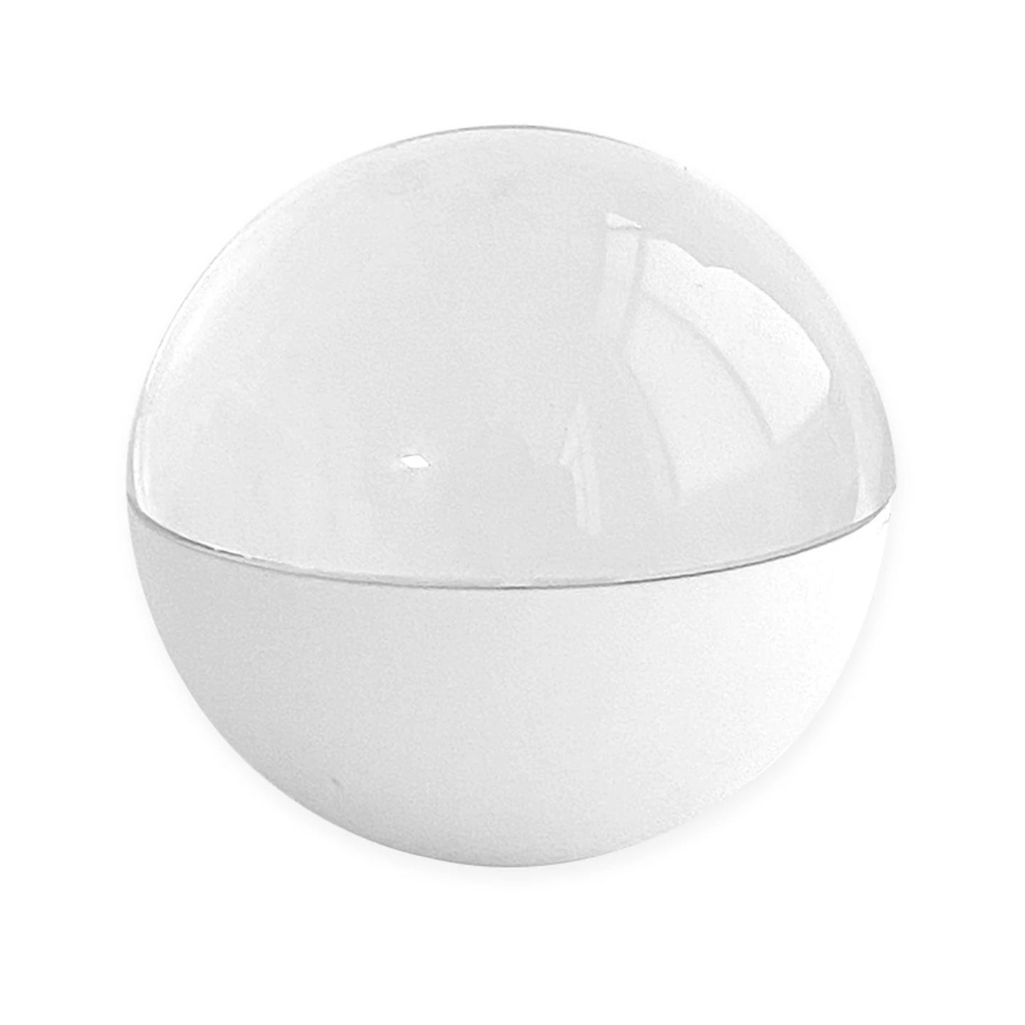 Clear plastic sphere with a lid on a white background