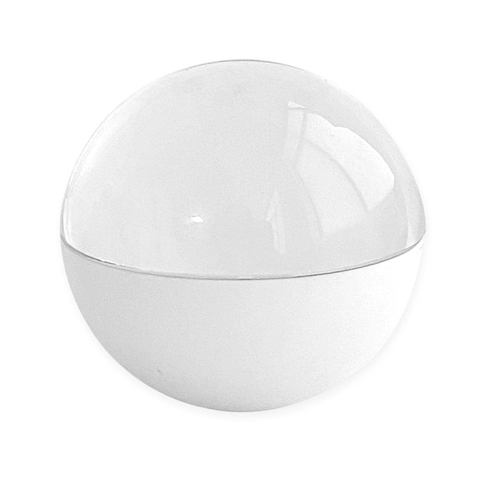 Clear plastic sphere with a lid on a white background
