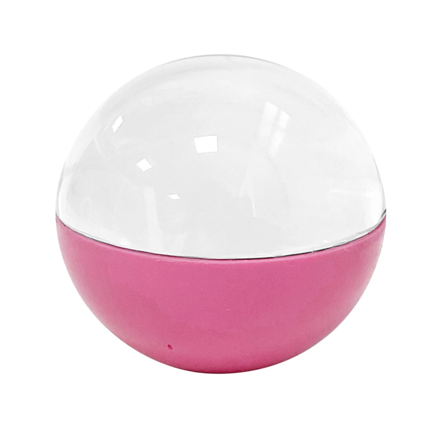 Pink and clear spherical object on a white background